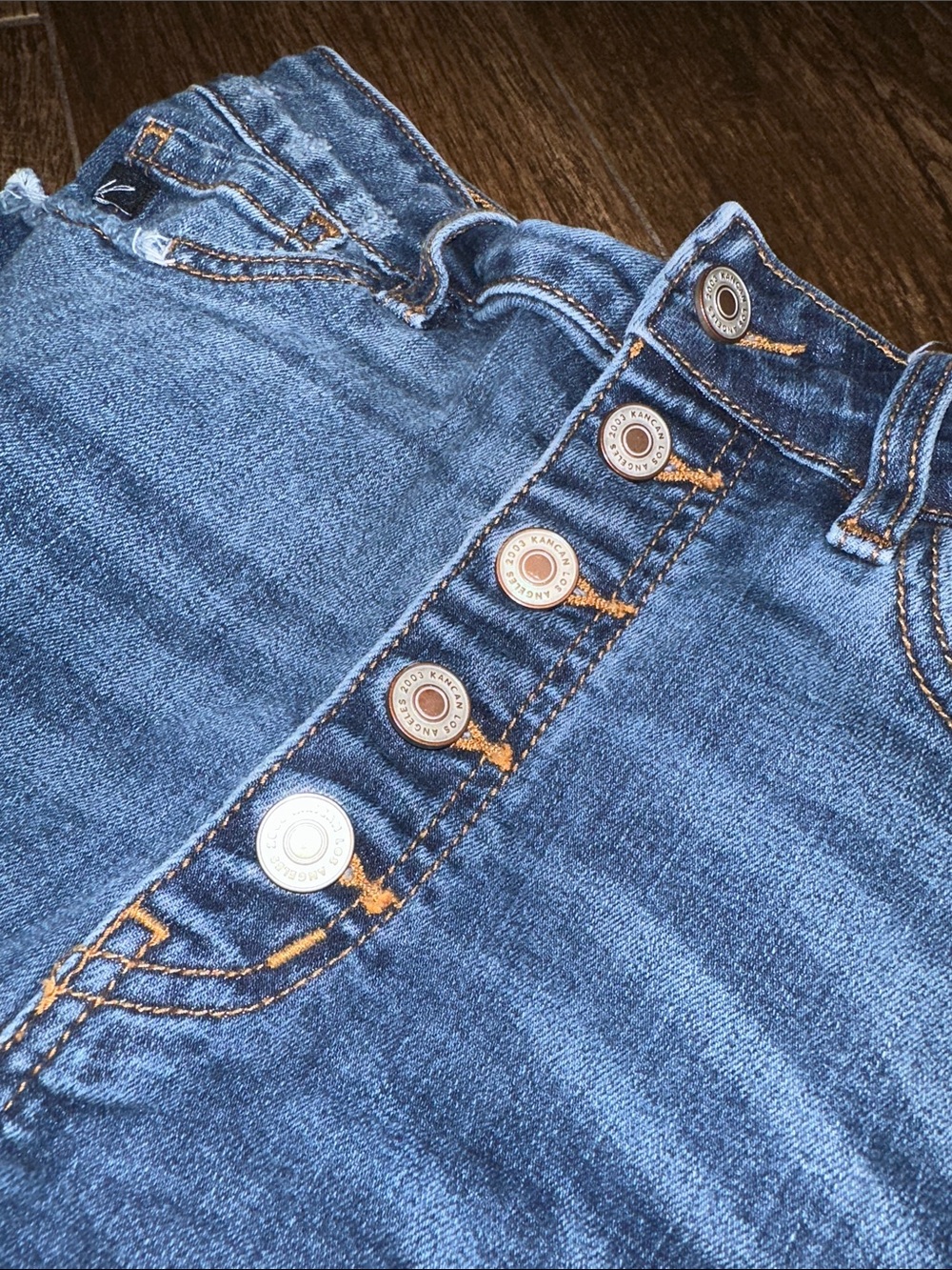 KanCan High-Rise Distressed Button-Fly Denim Shorts - Blue - Picture 6 of 6